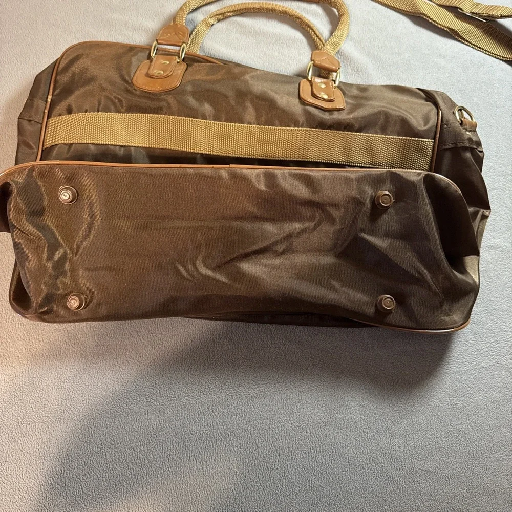 Vintage Kingport Brown Nylon Travel Duffel Bag Carry On Korea 19x14 Flaw